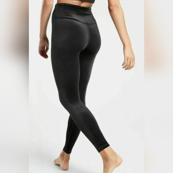 Athleta Elation Black Velvet Tights Soft Stretchy Yoga Leggings Whimsigoth Sz S - Picture 3 of 11
